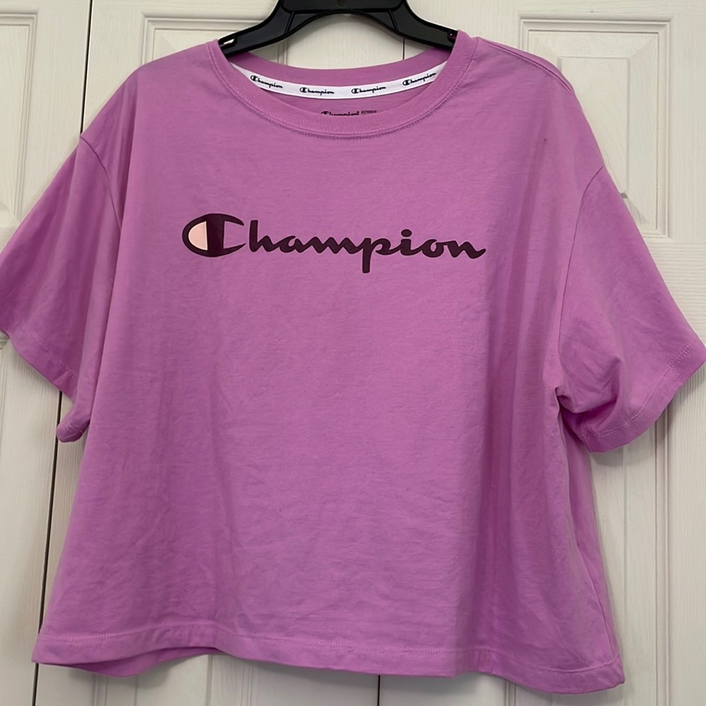 Pink plus size Champion crop top